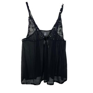 Vintage Black sheer lingerie slip dress with lace and sequins details